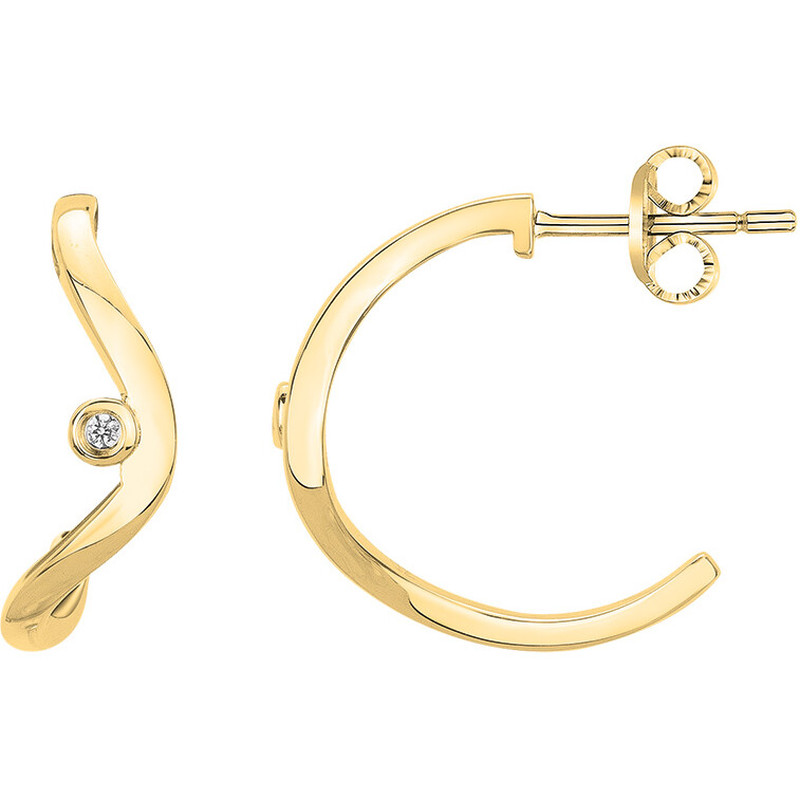 Boucles d'oreilles diamant et plaqué or « Douce Marée » La Garçonne Diamant