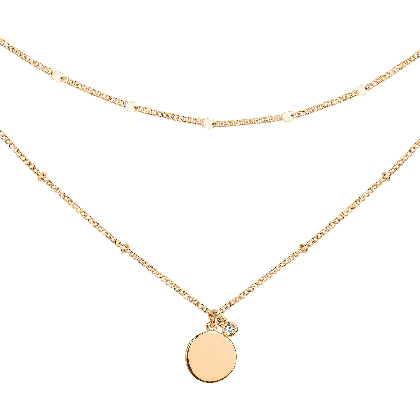 Collier Chaine Plaqué Or Effet Diamanté – Bijou Vintage Femme 1588
